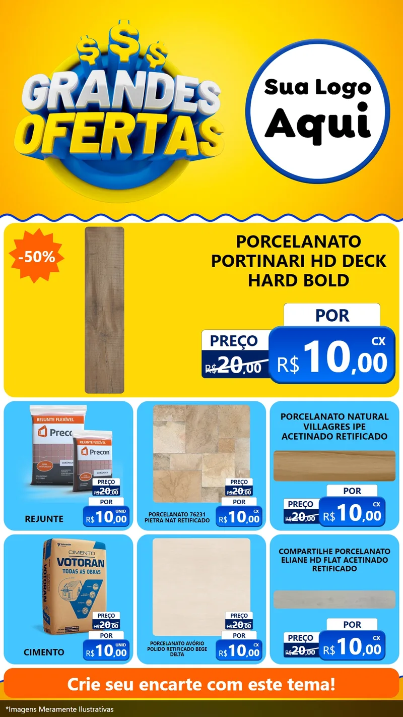 Modelo de Rede Social para Stories com o tema Grandes Ofertas para Pisos e revestimentos