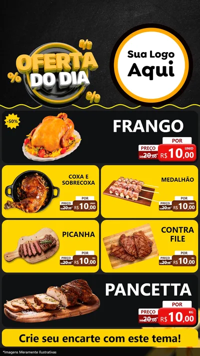 Modelo de TV para TV Vertical com o tema Oferta Do Dia para Assados