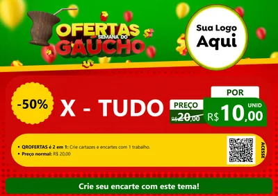 Modelo de Cartaz para Cartaz A4 Horizontal com o tema Ofertas Semana Do Gaúcho para Hamburgueria