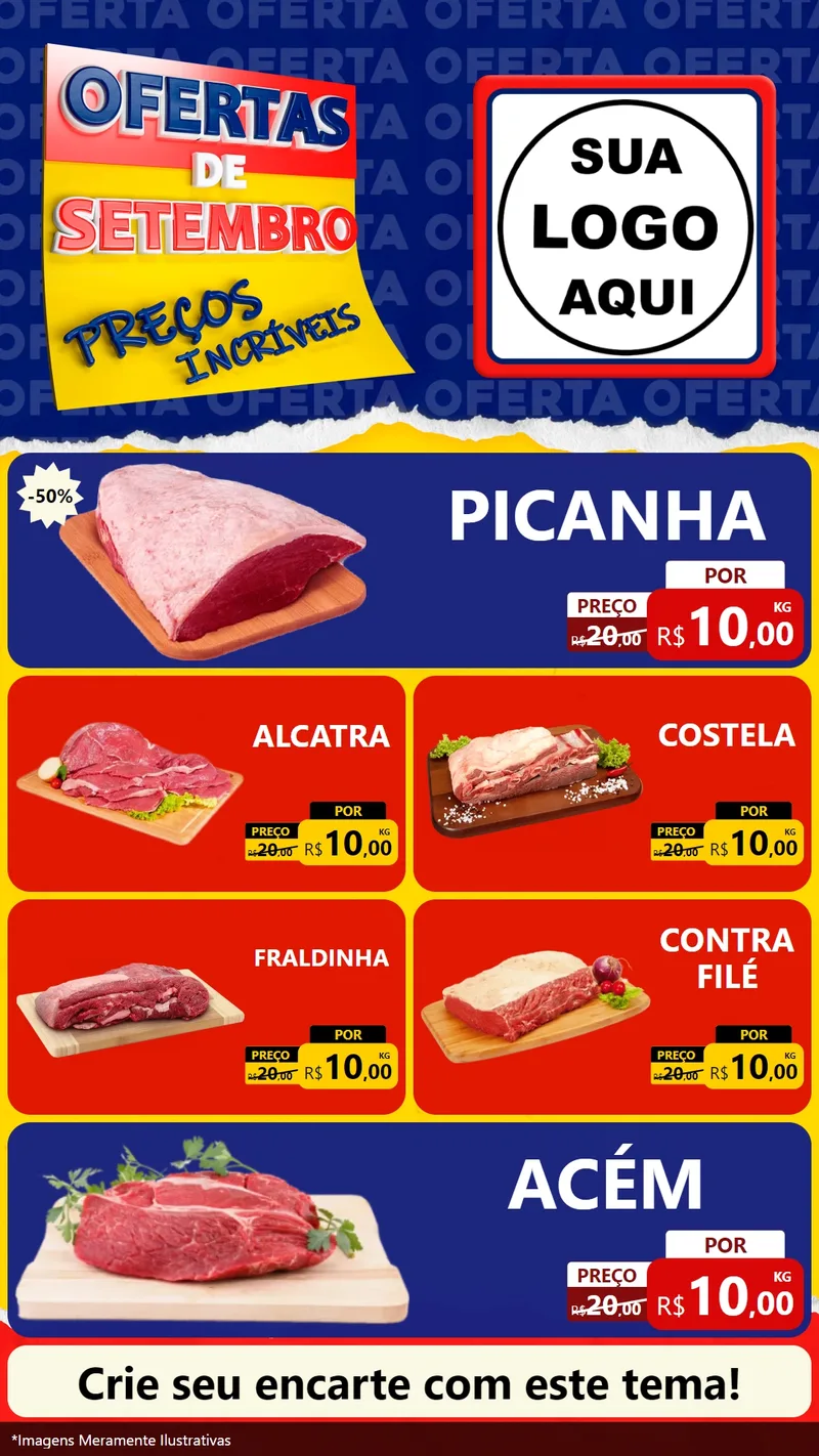 Modelo de TV para TV Vertical com o tema Ofertas de Setembro - Preços Incríveis para Açougue