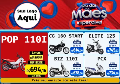 Modelo de Encarte para Encarte A4 Horizontal com o tema Dia Das Mães Imperdível para Concessionaria de Motos