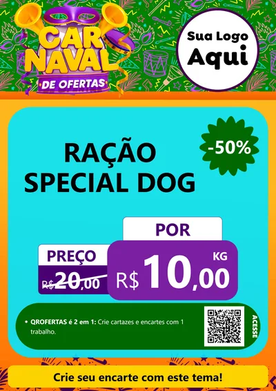 Modelo de Cartaz para Cartaz A4 Vertical com o tema Carnaval de Ofertas para Pet Shop
