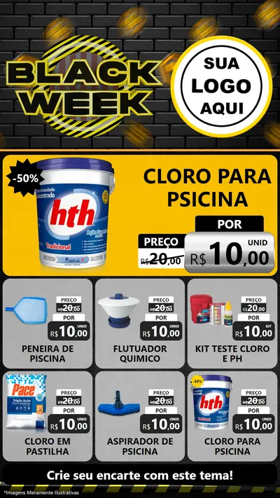Modelo de Rede Social para Stories com o tema Black Week para Produtos para Piscina