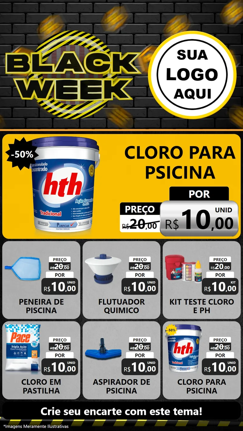 Modelo de Rede Social para Stories com o tema Black Week para Produtos para Piscina