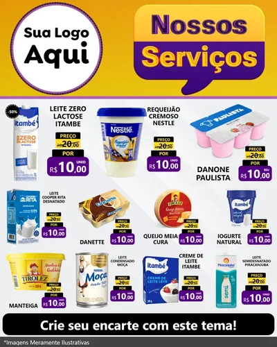 Modelo de Rede Social para Feed Instagram com o tema Nossos Serviços para Frios e Laticínios