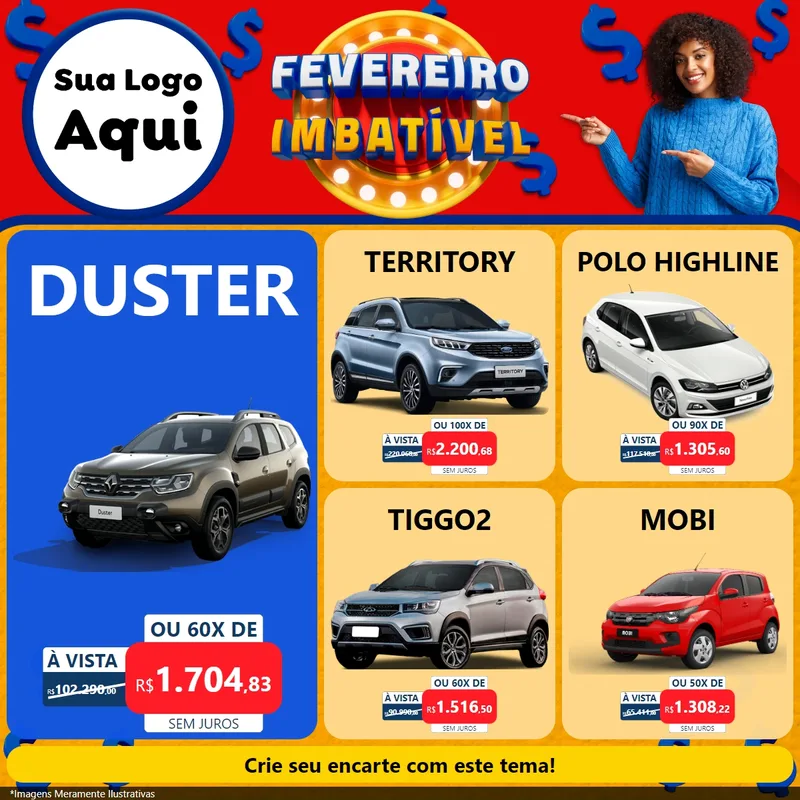 Modelo de Rede Social para Feed Facebook com o tema Fevereiro Imbatível para Concessionaria de Carros