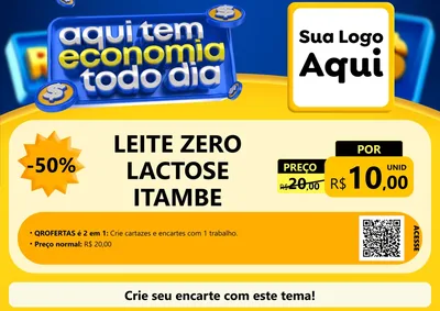 Modelo de Cartaz para Cartaz A4 Horizontal com o tema Aqui Tem Economia Todo Dia para Frios e Laticínios