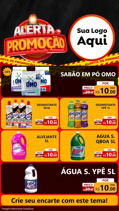 Modelo de TV para TV Vertical com o tema Alerta de Promoção para Produtos de Limpeza