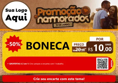 Modelo de Cartaz para Cartaz A4 Horizontal com o tema Promoção Namorados para Brinquedos