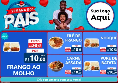 Modelo de Encarte para Encarte A4 Horizontal com o tema Semana Dos Pais para Restaurante