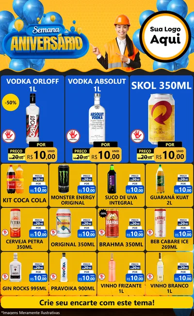 Modelo de Encarte para Encarte Grande com o tema Semana de Aniversário para Distribuidora de bebidas
