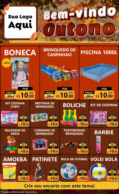 Modelo de Encarte para Encarte Grande com o tema Bem-vindo Outono para Brinquedos