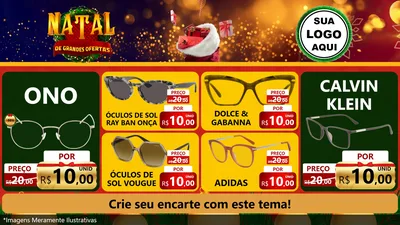 Modelo de TV para TV Horizontal com o tema Natal de Grandes Ofertas para Óticas