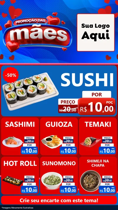 Modelo de Rede Social para Stories com o tema Promoção das Mães para Comida japonesa