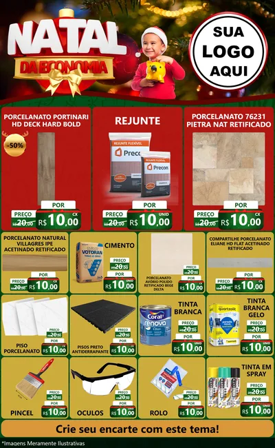Modelo de Encarte para Encarte Grande com o tema Natal da Economia para Pisos e revestimentos