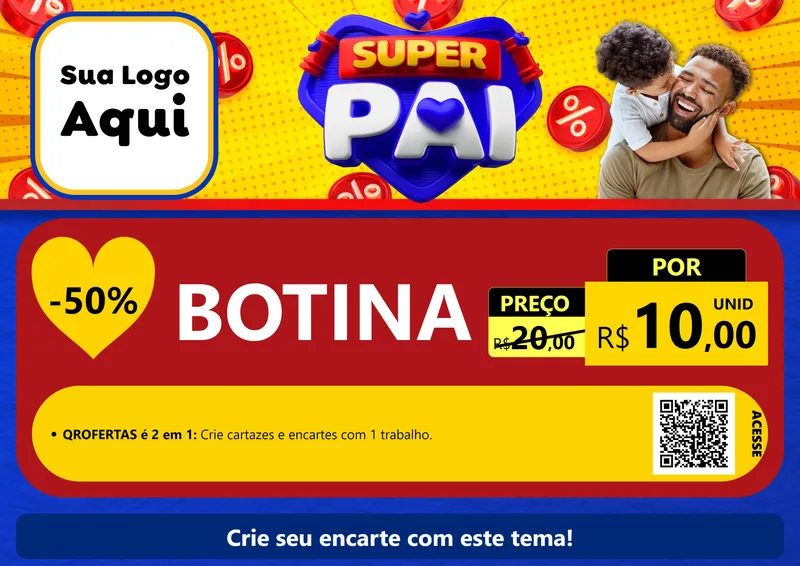 Modelo de Cartaz para Cartaz A4 Horizontal com o tema Super Pai para Agropecuária