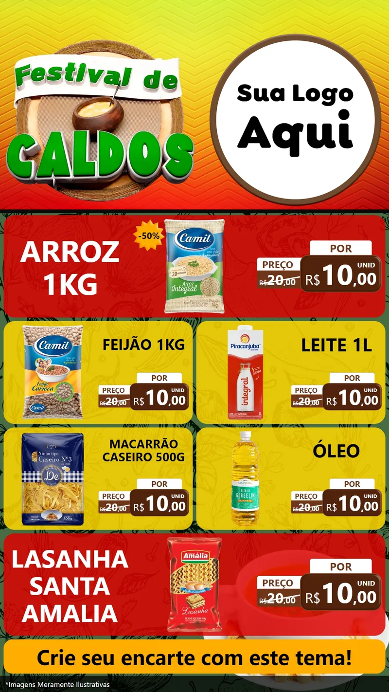 Modelo de TV para TV Vertical com o tema Festival de Caldos para Supermercado
