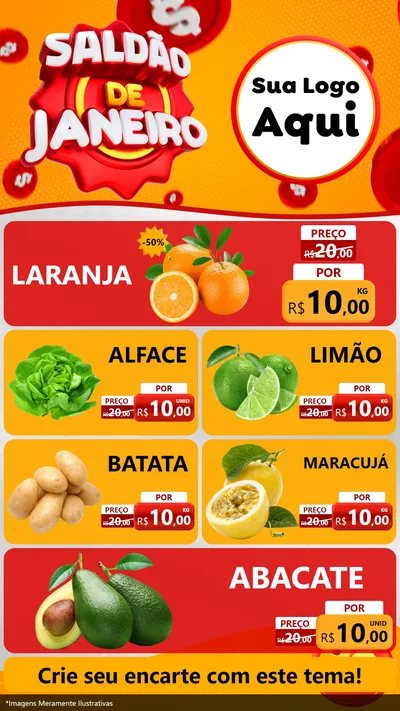 Modelo de TV para TV Vertical com o tema Saldão de Janeiro para Hortifrúti