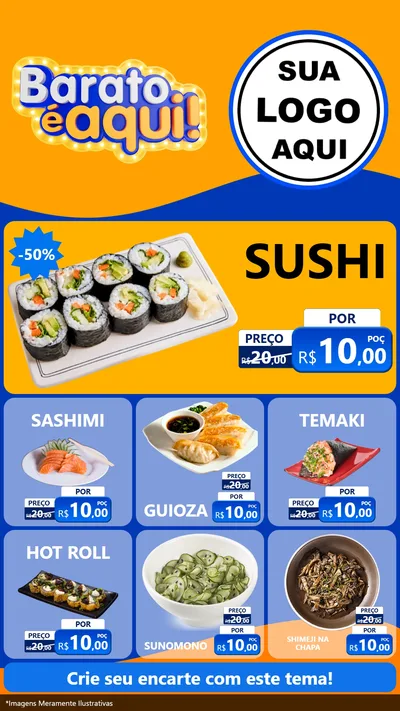 Modelo de Rede Social para Stories com o tema Barato é aqui para Comida japonesa