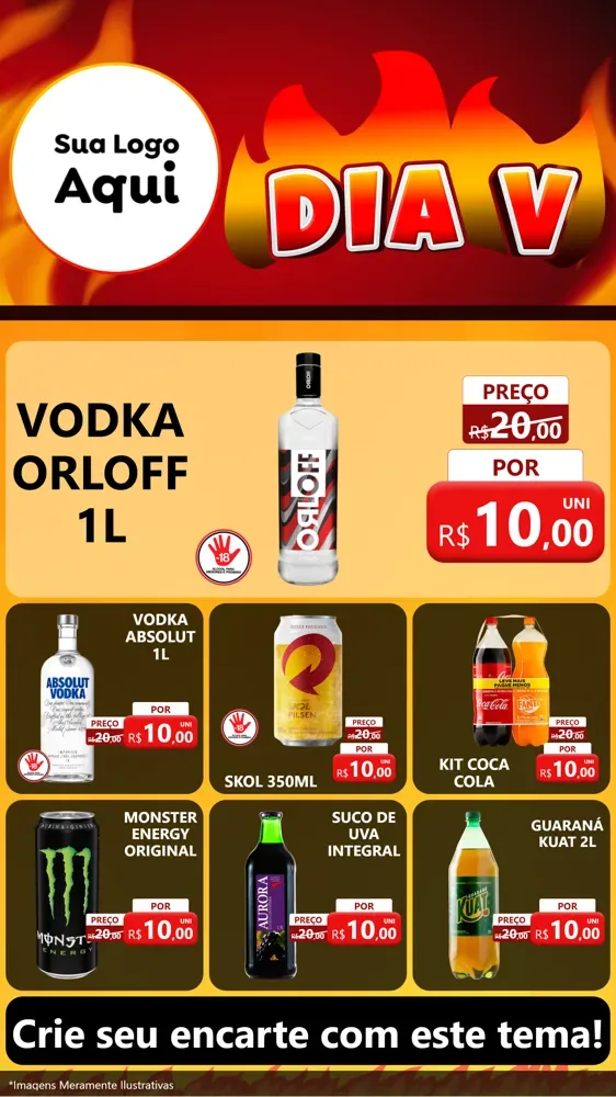 Modelo de Rede Social para Stories com o tema Dia V para Distribuidora de bebidas