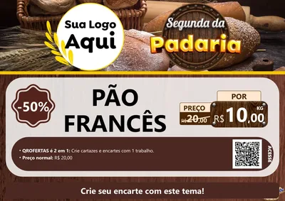 Modelo de Cartaz para Cartaz A4 Horizontal com o tema Segunda da Padaria para Padaria