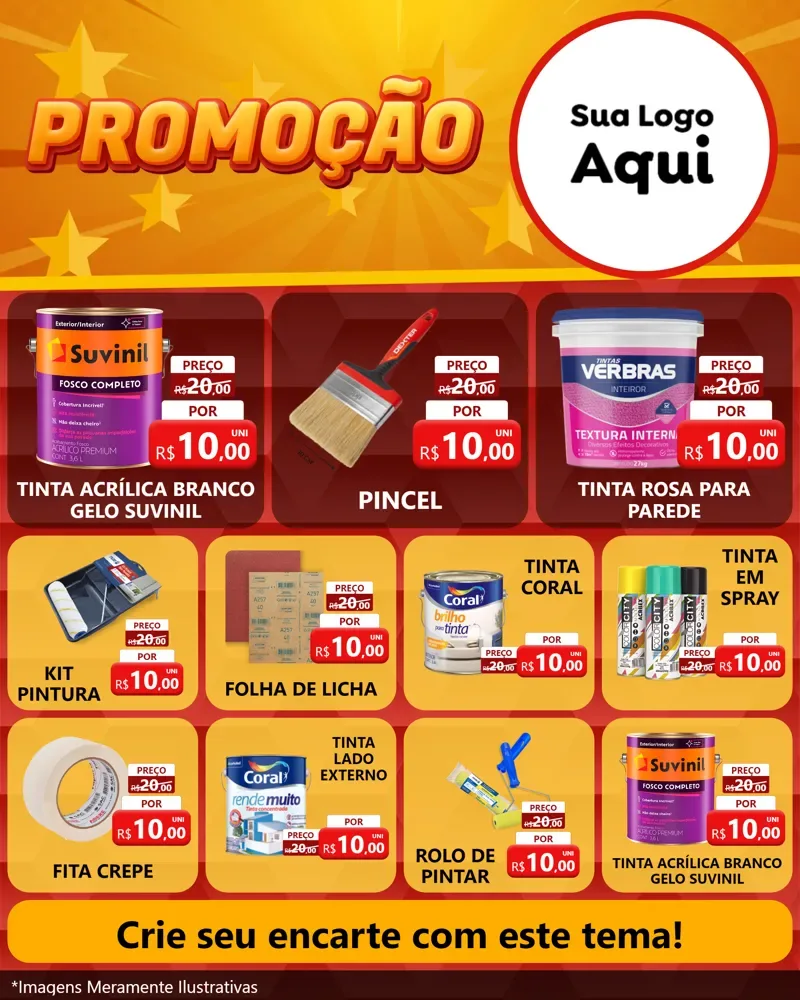Modelo de Rede Social para Feed Instagram com o tema Promoção para Tintas e Ferramentas