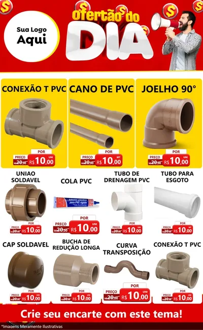 Modelo de Encarte para Encarte Grande com o tema Ofertão do dia para Tubos e conexões