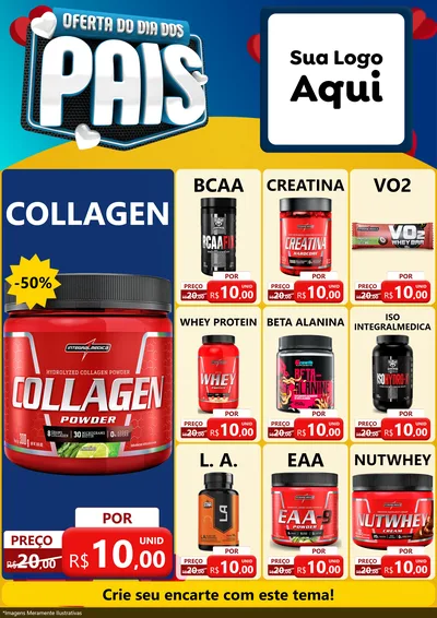 Modelo de Encarte para Encarte A4 Vertical com o tema Oferta Do Dia Dos Pais para Suplementos alimentares