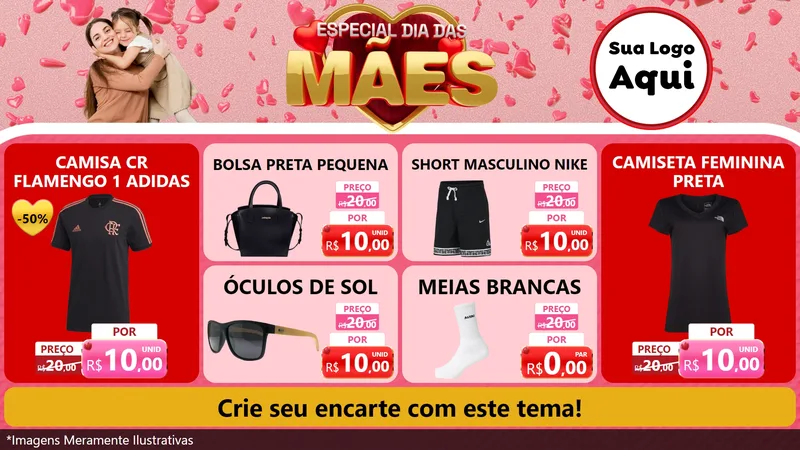 Modelo de TV para TV Horizontal com o tema Especial Dia Das Mães para Roupas e acessórios