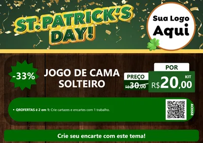 Modelo de Cartaz para Cartaz A4 Horizontal com o tema St Patriks Day para Cama, Mesa e Banho