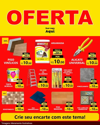 Modelo de Rede Social para Feed Instagram com o tema OFERTA - Vermelho Cartaz para Material para Construção