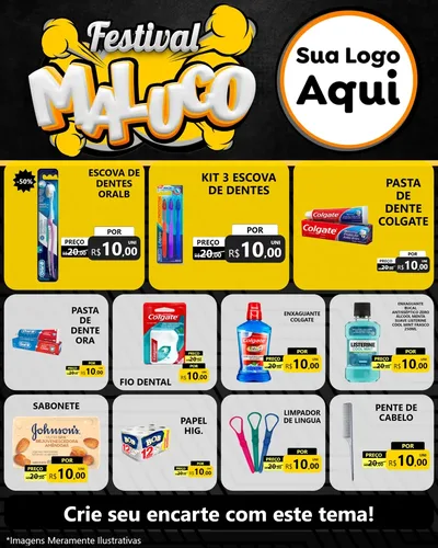Modelo de Rede Social para Feed Instagram com o tema Festival Maluco para Higiene Pessoal