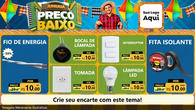 Modelo de TV para TV Horizontal com o tema Arraiá de Preço Baixo - Junina para Materiais Elétricos