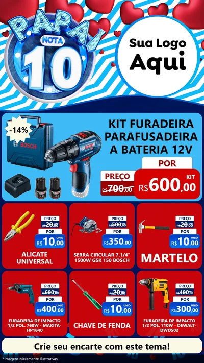 Modelo de Rede Social para Stories com o tema Papai Nota 10 para Maquinas e Ferramentas