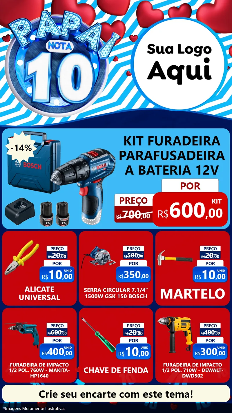 Modelo de Rede Social para Stories com o tema Papai Nota 10 para Maquinas e Ferramentas