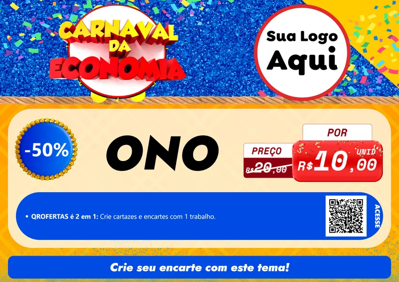 Modelo de Cartaz para Cartaz A4 Horizontal com o tema Carnaval da Economia para Óticas