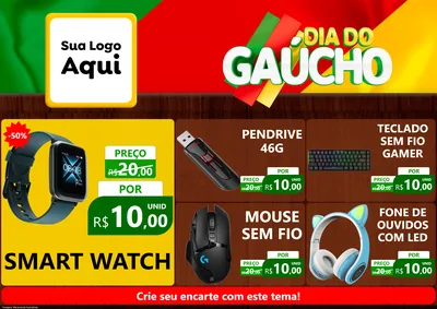 Modelo de Encarte para Encarte A4 Horizontal com o tema Dia do Gaúcho para Informática