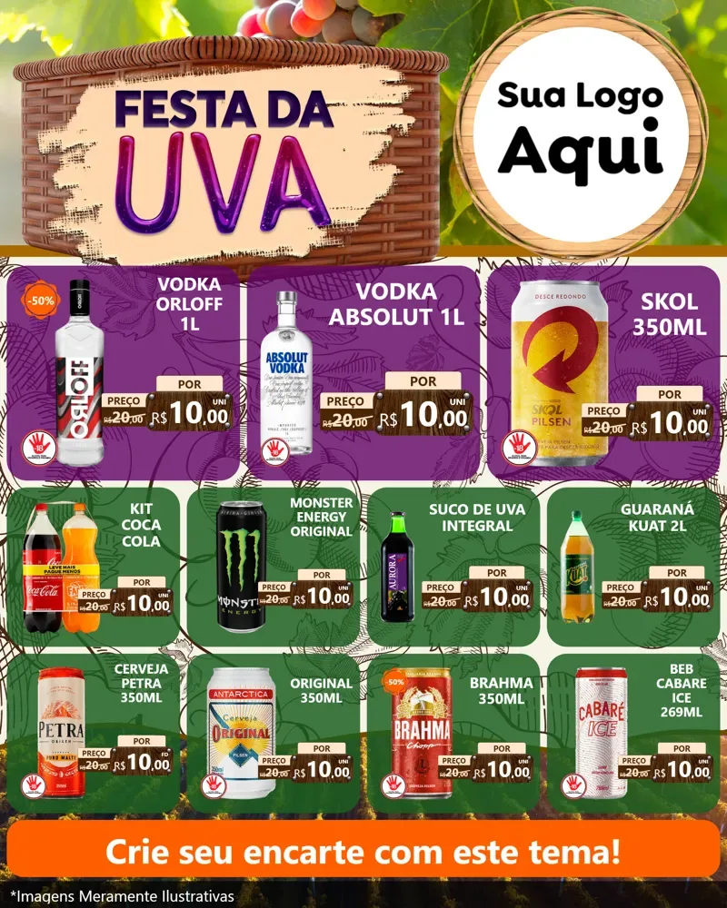 Modelo de Rede Social para Feed Instagram com o tema Festa da Uva para Distribuidora de bebidas