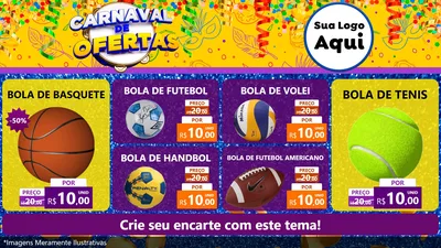 Modelo de TV para TV Horizontal com o tema Carnaval de Ofertas para Artigos Esportivos