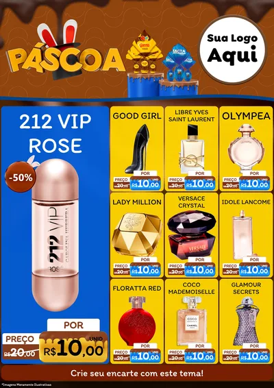 Modelo de Encarte para Encarte A4 Vertical com o tema Páscoa para Perfumes