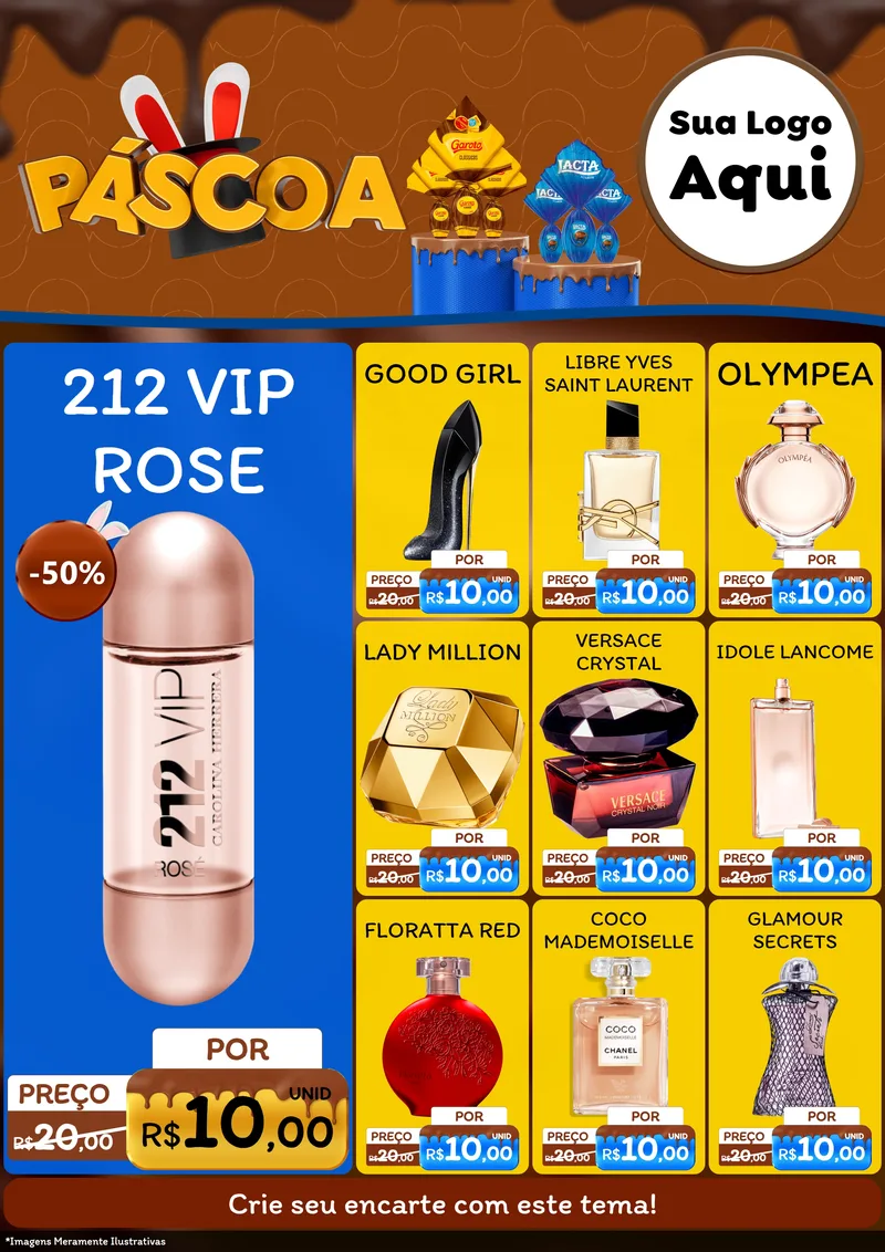 Modelo de Encarte para Encarte A4 Vertical com o tema Páscoa para Perfumes