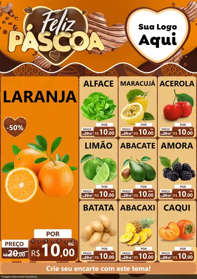 Modelo de Encarte para Encarte A4 Vertical com o tema Feliz Páscoa para Hortifrúti