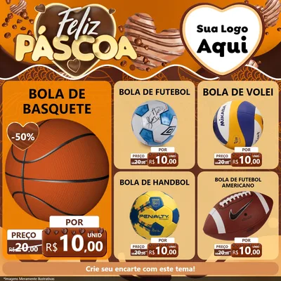 Modelo de Rede Social para Feed Facebook com o tema Feliz Páscoa para Artigos Esportivos