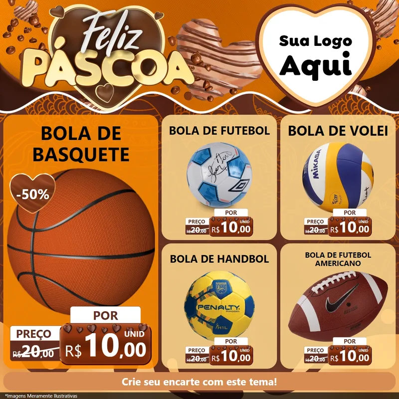 Modelo de Rede Social para Feed Facebook com o tema Feliz Páscoa para Artigos Esportivos