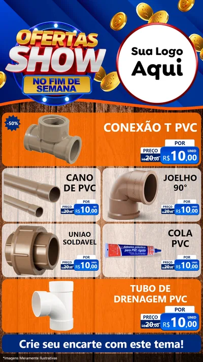 Modelo de TV para TV Vertical com o tema Ofertas Show No Fim De Semana para Tubos e conexões