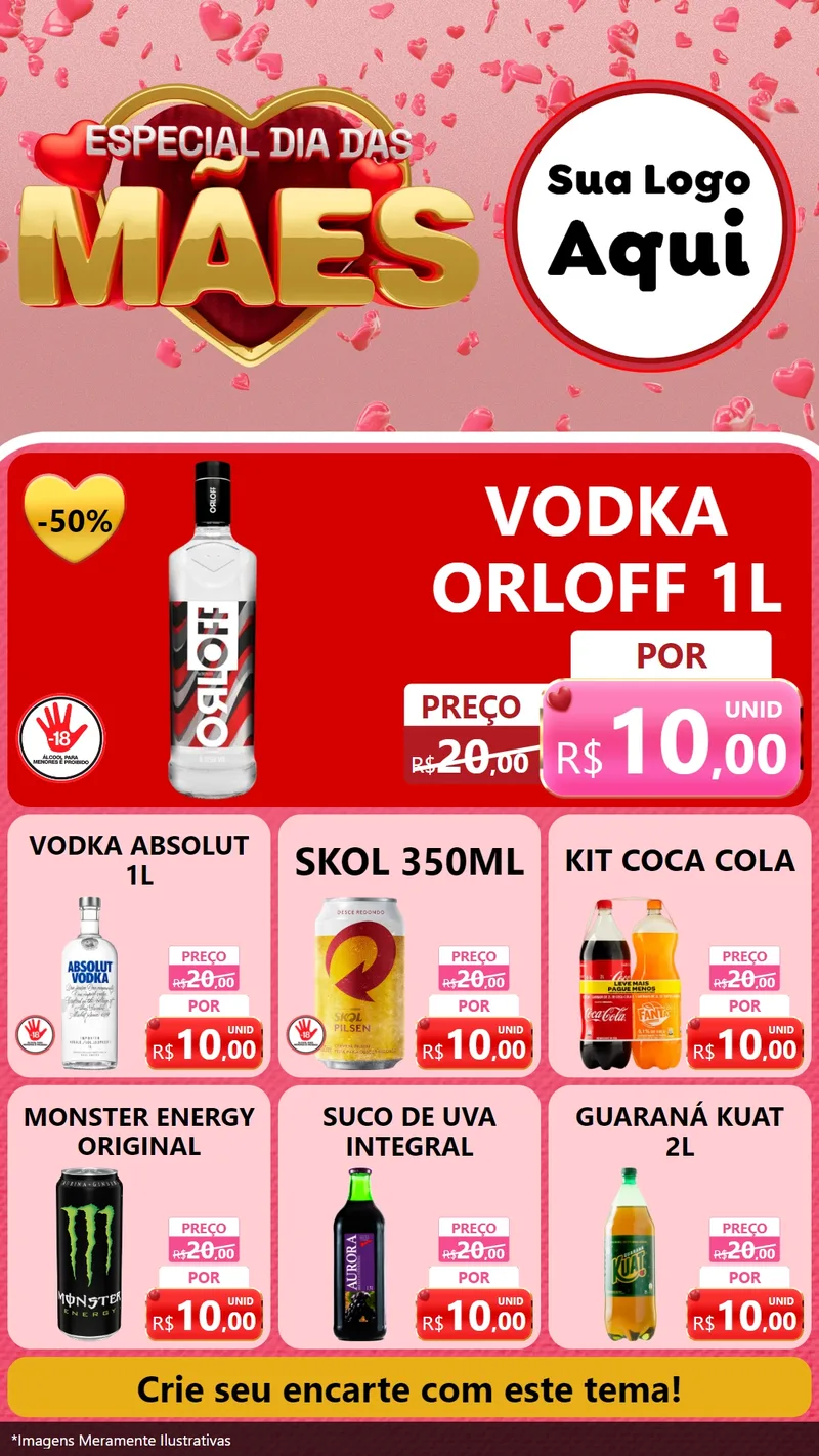 Modelo de Rede Social para Stories com o tema Especial Dia Das Mães para Distribuidora de bebidas