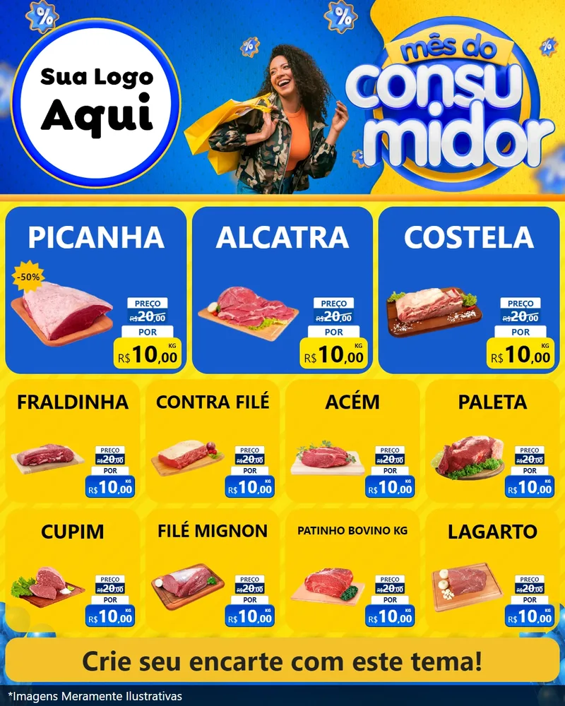 Modelo de Rede Social para Feed Instagram com o tema Mês do Consumidor para Açougue
