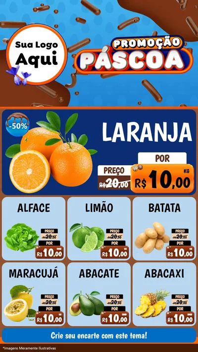 Modelo de Rede Social para Stories com o tema Promoção Páscoa para Hortifrúti