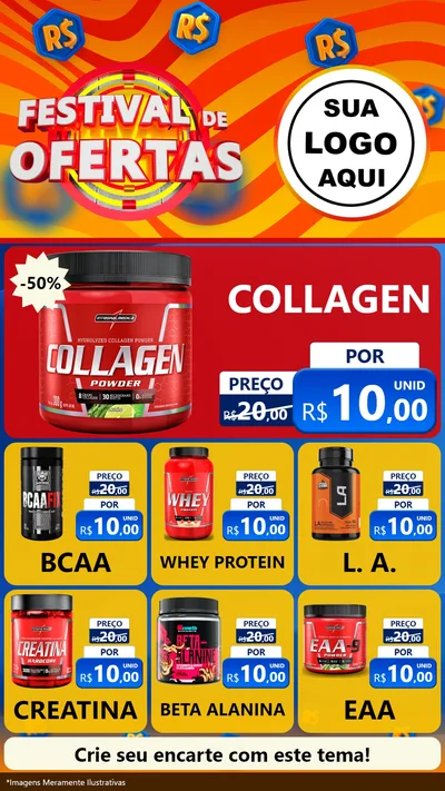 Modelo de Rede Social para Stories com o tema Festival de Ofertas para Suplementos alimentares