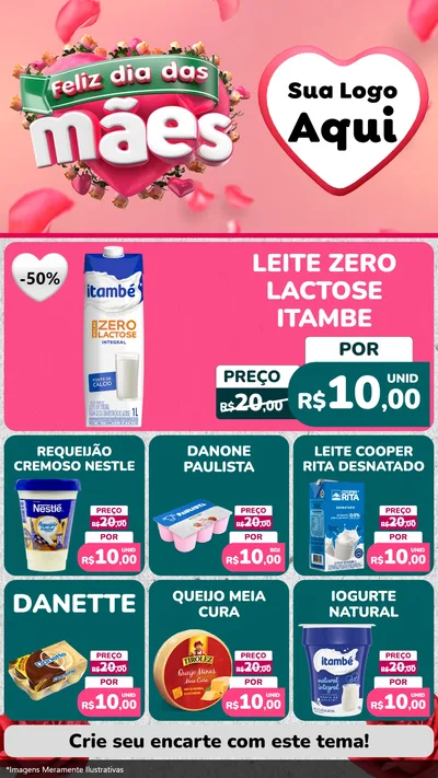 Modelo de Rede Social para Stories com o tema Feliz Dia das Mães para Frios e Laticínios